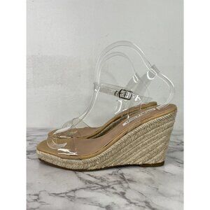 Chelsea & Violet Women's Clear Melanie Espadrille Wedge Sandals Sz 7.5